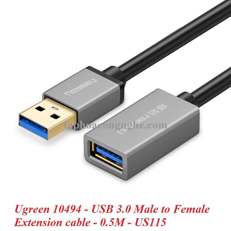 Ugreen 10494 0.5M màu Đen Cáp tín hiệu nối dài USB 3.0 dáng dây nhỏ cao cấp US115 30010494